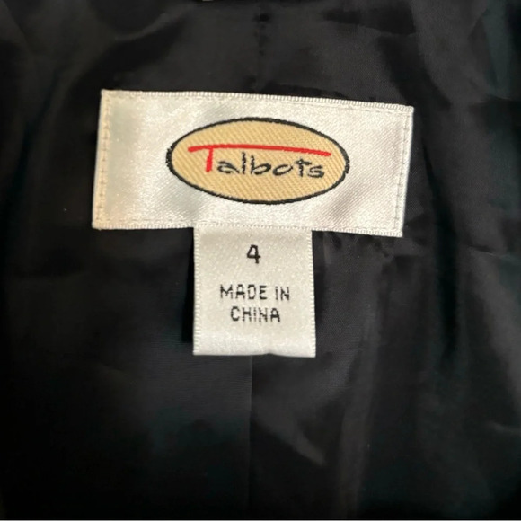 Talbots Womens Size 4 Black Blazer 4 Button 2 Pocket Cotton/Spandex Stretchy - Picture 2 of 6